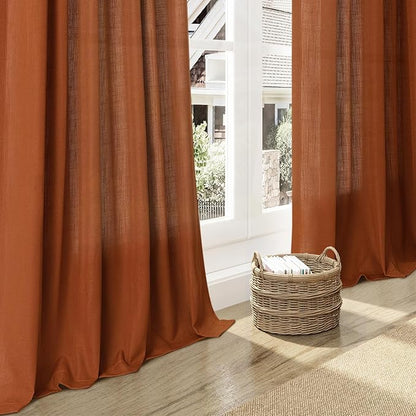 Rust Linen Curtains 63 Inch Length - Image 5