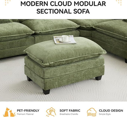 35‘’ Modern Chenille Cloud Sofa Ottoman, Rectangle Ottoman - Image 5