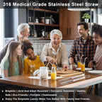 Quality Upgraded 9In Medical Grade 316 Stainless Steel Straws Set 1 PCS with 3 Silicone Accessories, 1 Straw Brush, 1 Storage Case, BPA Free, Eco-Friendly Metal Straws Reusable