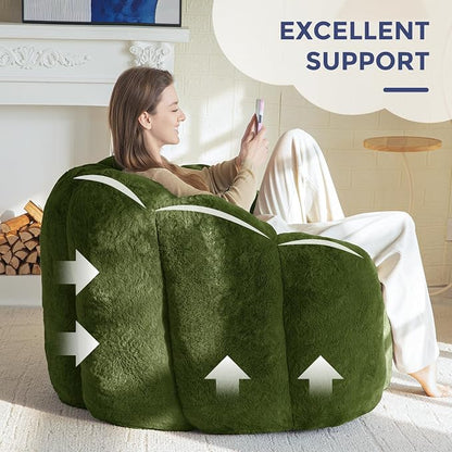 MAXYOYO Bean Bag Chair for Adults, Floral Shaped Bean Bag Sofa, Ultra Soft Faux - Image 9