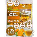 FRESHDRINKUS Premium 100% Natural Calendula Flower Tea Bags, 135 Count, Herbal Tea, Caffeine Free, Sugar Free, Gluten Free, Vegan