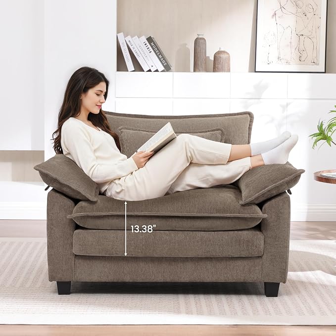 Modern Oversized Accent Chairs Set of 2, Chenille Cloud Sofa Chair - Image 3