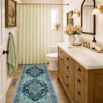 RELEANY Washable Area Rug, Runner 2'x6', Teal | Non-Slip, Water Repellent - Image 2