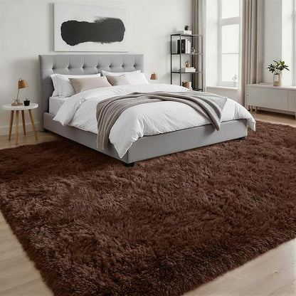 9x12 Area Rug Living Room Bedroom: Fluffy Plush Shag Carpet Brown | - Image 3
