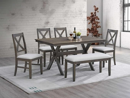 Acme Marit Transitional Wood and Fabric Dining Bench in Gray - Image 2