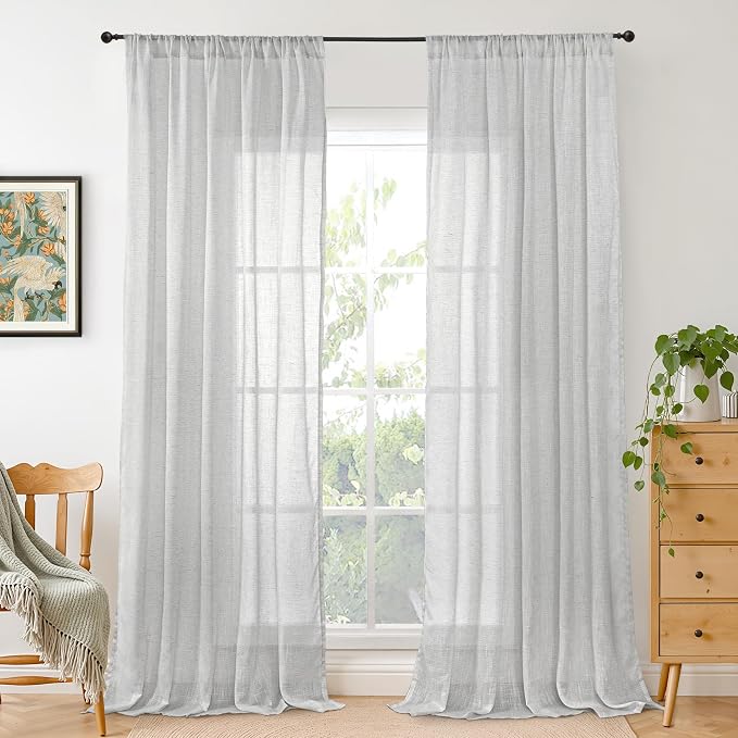 BGment Light Grey Linen Curtains 90 Inch Length by BGment