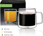 CNGLASS Double Wall Glass Coffee Mugs 15.2oz(450ml),Large Clear Insulated Glass Espresso Cup with Handle,Set of 1