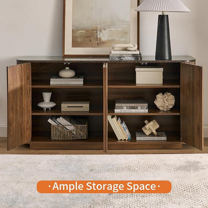 LKTART 64" Buffet Cabinet with Storage, Modern Fluted Accent Sideboard with - Image 8