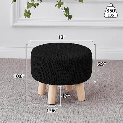 Wimarsbon Small Ottomans, 100% Hand Knitted Pouf Ottoman, Round Footrest - Image 3