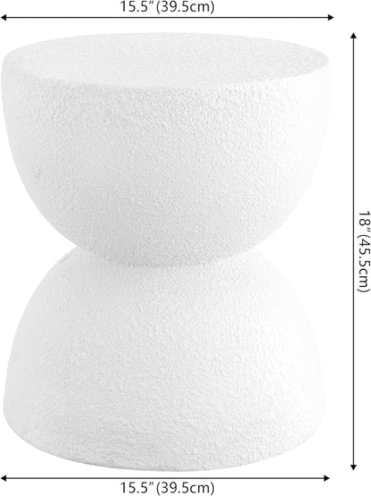 JONATHAN Y Greta Hourglass 18" White Frosted Outdoor Side Table and Stool - Image 2