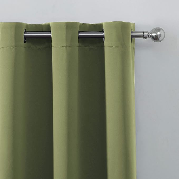 Olive Green Thermal Blackout Curtains/52 x 72 Inch/Set of 2 Panels Room - Image 7