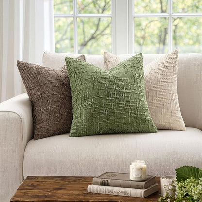 MIULEE Chenille Textured Throw Pillow Covers Sage Green 20x20 Set of 2 | Slubby - Image 4