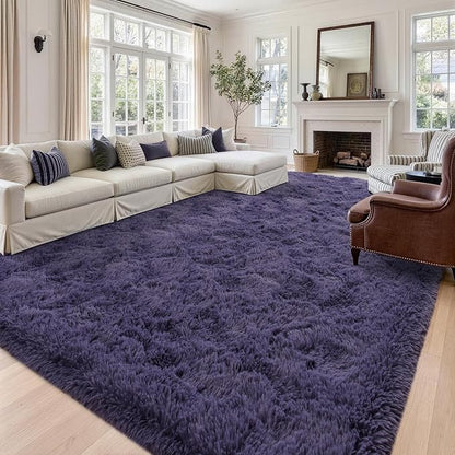 8x10 Extra Large Taro Purple Fluffy Area Rug Non-Slip - Image 2