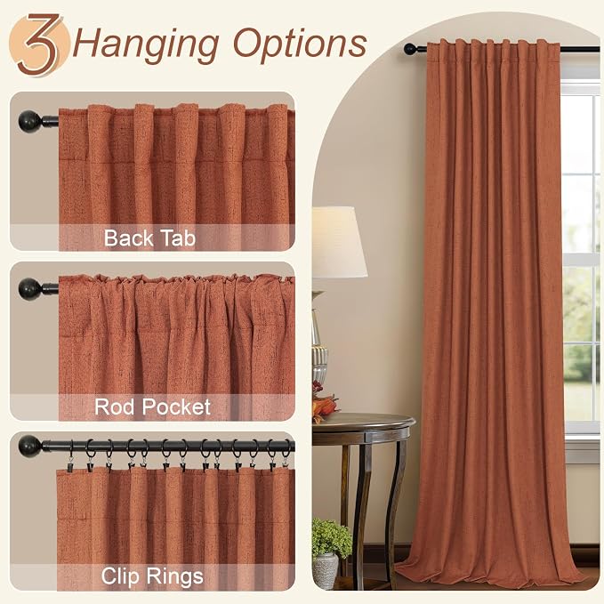Terracotta Blackout Curtains 84 Inch Length 2 Panel Set - Image 6