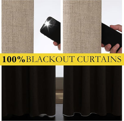 NICETOWN Burlap Vintage Open Linen Weave Flax Thermal Curtains, 100% Blackout - Image 4
