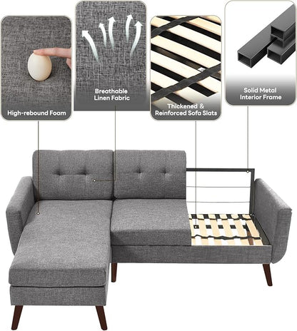 Kingfun L Shaped Couch, Sectional Couches, 3 Seater Sofas - Image 7