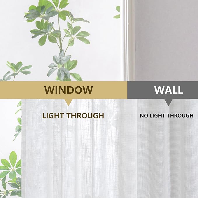 MYSKY HOME Semi Sheer Natural Linen Curtains 36 Inch Length, Light Filtering - Image 9