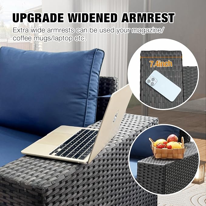 JOYURE 9 Pieces Patio Furniture Set All-Weather Outdoor Wicker Sectional - Image 2