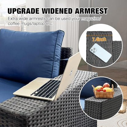 JOYURE 9 Pieces Patio Furniture Set All-Weather Outdoor Wicker Sectional - Image 2