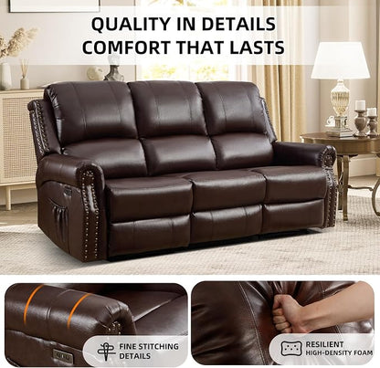 EBELLO Power Reclining Sofa for Living Room, Faux Leather 3 Seater Reclining - Image 3