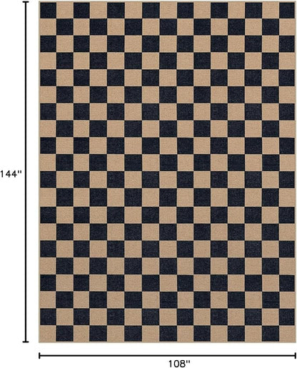 Lahome Checkered Easy Jute Living Room Rug, 9x12 Outdoor Area Rugs Washable | - Image 2