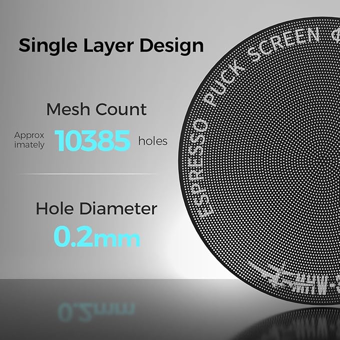 MHW-3BOMBER 58mm Espresso Puck Screen - 0.2mm Ultra Thin Espresso Puck with Round Hole - Metal Reusable Coffee Filter for Portafilter Basket 58mm - Puck Screen with Stand 3 Pack FG7054-OS