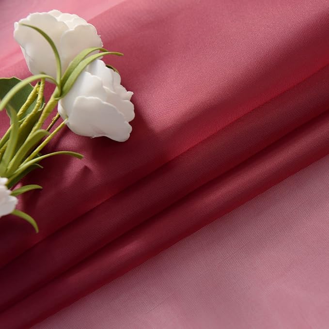 SpaceDresser Basic Rod Pocket Sheer Voile Window Curtain Panels Burgundy 1 Pair - Image 6