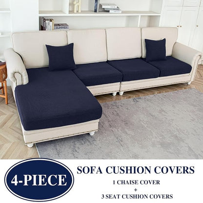 LA MEACK Couch Cushion Covers for Sectional Sofa L Shape Washable Separate Seat - Image 2