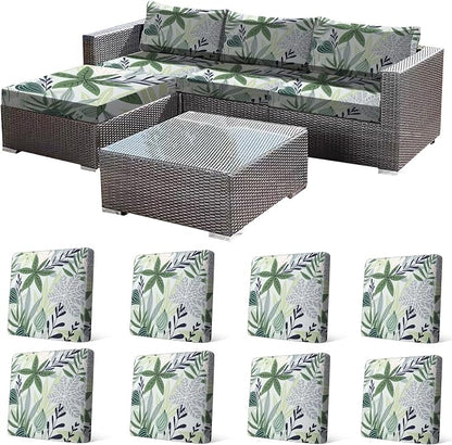 CALBODE 8 Pcs Stretch Indoor/Outdoor Seat Cushion Covers, Washable Reusable by CALBODE