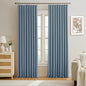 2 PCs Dusty Blue Pleat Wide Drapes by KEQIAOSUOCAI