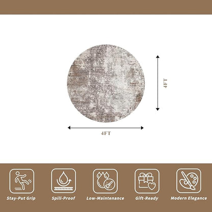 4ft Washable Kitchen Round Rug: Non-Slip Small Circle Rug - Image 2