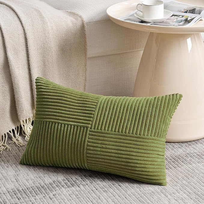 Fancy Homi 2 Packs Moss Green Lumbar Decorative Throw Pillow Covers 14x22 Inch - Image 2