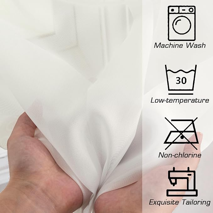 Simplebrand Rod Pocket Top Solid Voile Sheer Curtains - Image 7