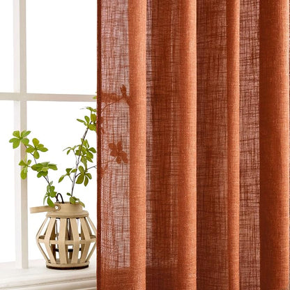 MIULEE Rust Fall Linen Curtains 52x90 Inch 2 Panels - Image 5