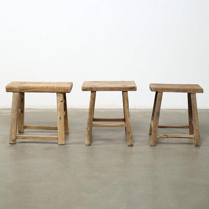 Artissance Rustic Wooden Stool – Handmade Reclaimed Wood Stool, Vintage - Image 7