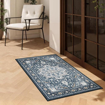 Rugflix 2x3 Entrance Rugs, Washable Navy Blue Entry Small Rug | Machine - Image 6