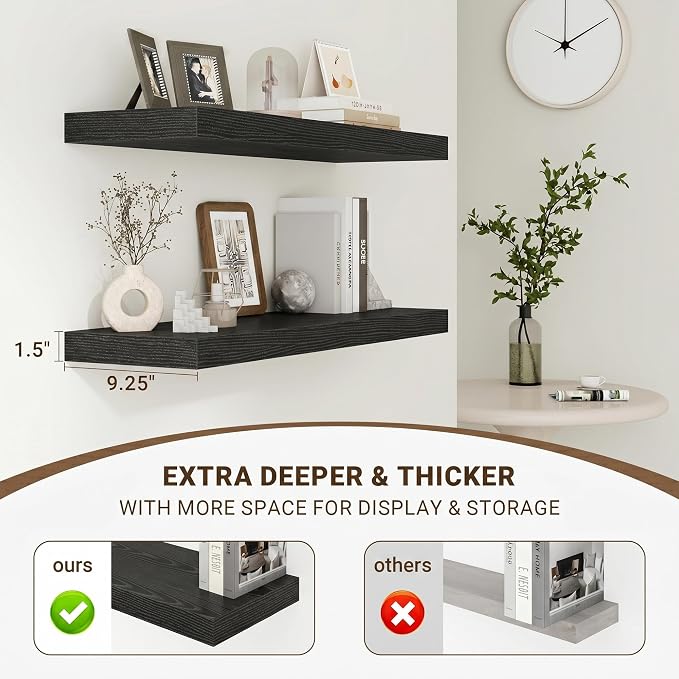 Acovy 55 Inch Floating Shelves, Wooden Shelves - Image 4