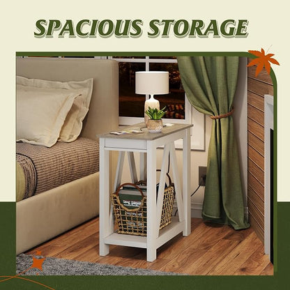 WLIVE Farmhouse End Table, Narrow Side Table - Image 8