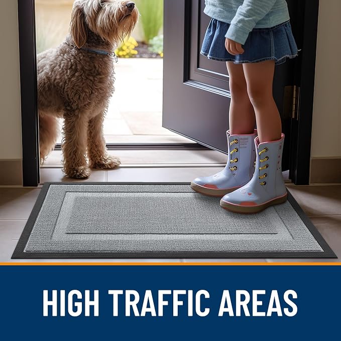 OLANLY Front Door Mat Outside 59x23, All-Season Heavy-Duty Rubber Doormat | Ash - Image 6