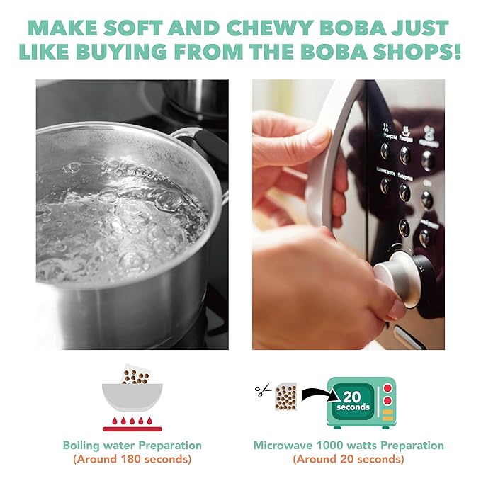 J WAY LOCAL FLAVOR BOBA Authentic Instant Tapioca Boba Pearls Bulk,60 Servings Black for Milk Tea,Smoothies and Desserts,Brown Sugar Flavor (Ready in Just 20 Seconds,No Preservatives,Gluten Free)