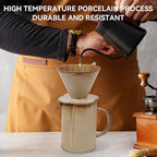 AZYM Pour Over Coffee Maker Set,V60 Coffee Dripper with 20 Count Paper Coffee Filters,Four-Leaf Clover-Shaped Drip Coffee Maker,Vintage Ceramic Carafe,for Home Brewing,Camping,17.5 oz (Yellow)