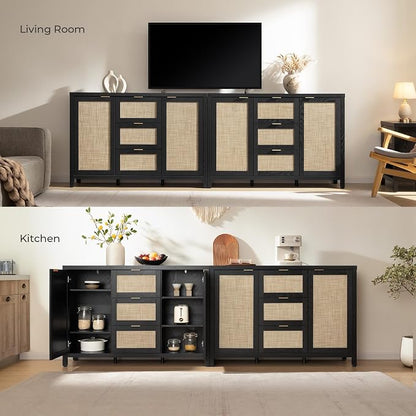 SICOTAS Rattan Sideboard Buffet Coffee Bar Cabinet - Image 9