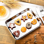 12 Pcs Baking Sheet Pan Set 9 x 6.7 x 1 Inches Cookie Sheet Small Toaster Oven Pans Stainless Steel Tray Barbecue Grill Pan Rectangle Trays Oven, Non-stick, Easy Clean