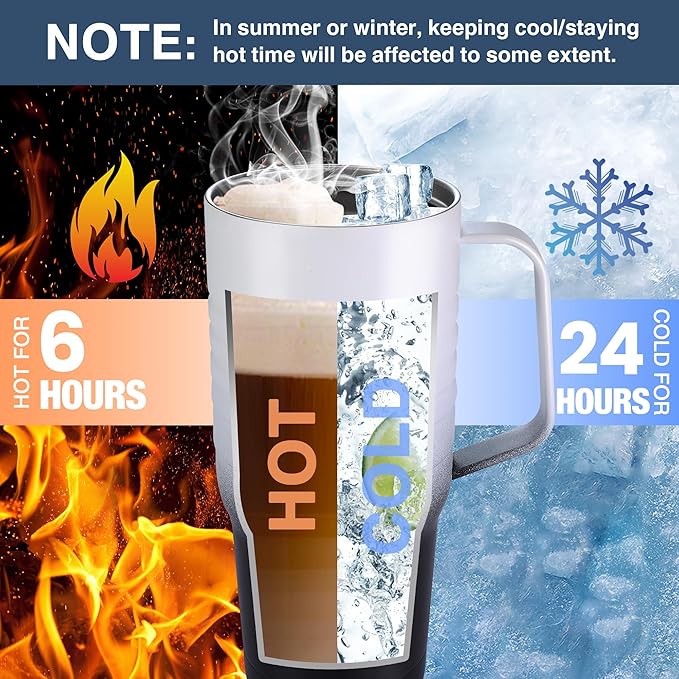 HAUSHOF 24 oz Travel Mug with Handle, Stainless Steel Vacuum Insulated Coffee Travel Mug, Double Wall Travel Mugs with Leakproof Lid, BPA Free