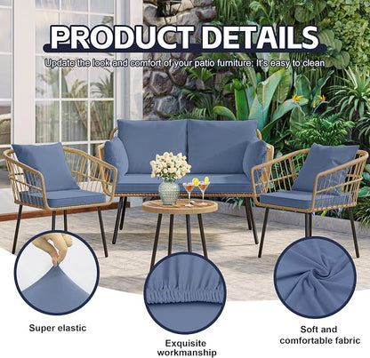 8Pcs Patio Cushion Covers, Outdoor Stretch Cushion Covers, Washable | Stretch - Image 3