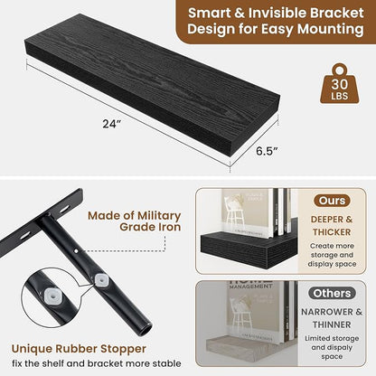fuqing Floating Shelves for Wall, Wall Mounted Wood Floating Shelf - Image 3