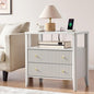 27.3" Fluted Nightstand with Charging Station – Modern Bedside Table with 2 by Fatmok
