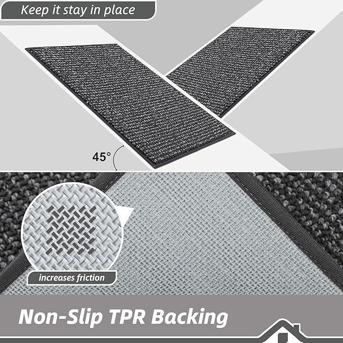 BEQHAUSE Kitchen Rugs and Mats 2PCS Non-Slip, Charcoal | Kitchen Mats - Image 4