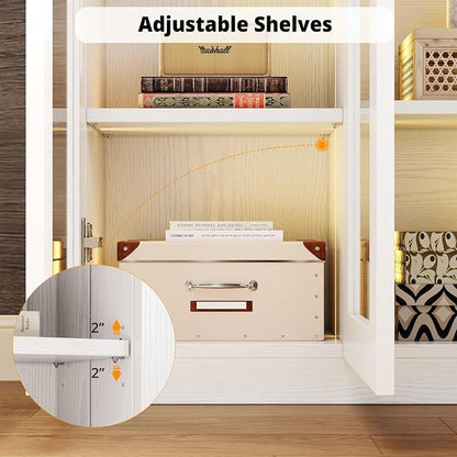 IRONCK Corner Bookshelf with LED Lights, 78.7" Tall Corner Bookshelves with 2 - Image 8