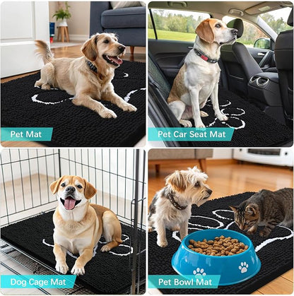 OLANLY Dog Door Mat for Muddy Paws 47x17, Paw Print Design Chenille Mud Mat | - Image 7